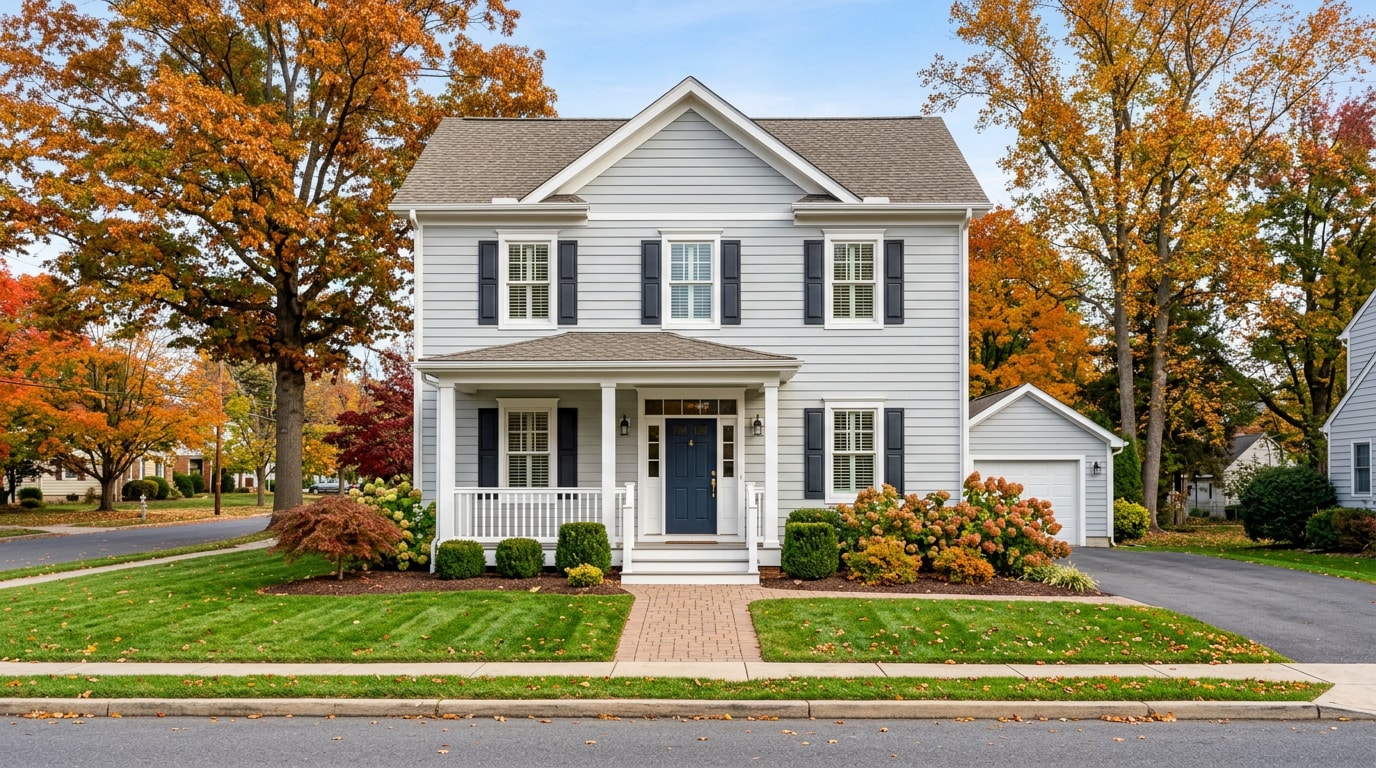 Freshly painted exterior of a Winchester, VA home with new siding paint and crisp white trim