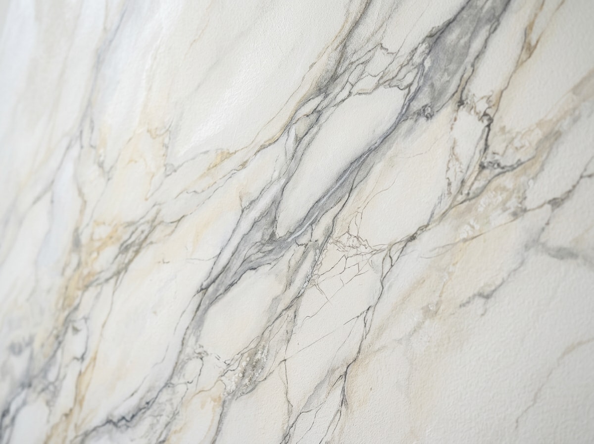 Marbleized faux finish accent wall with subtle veining detail