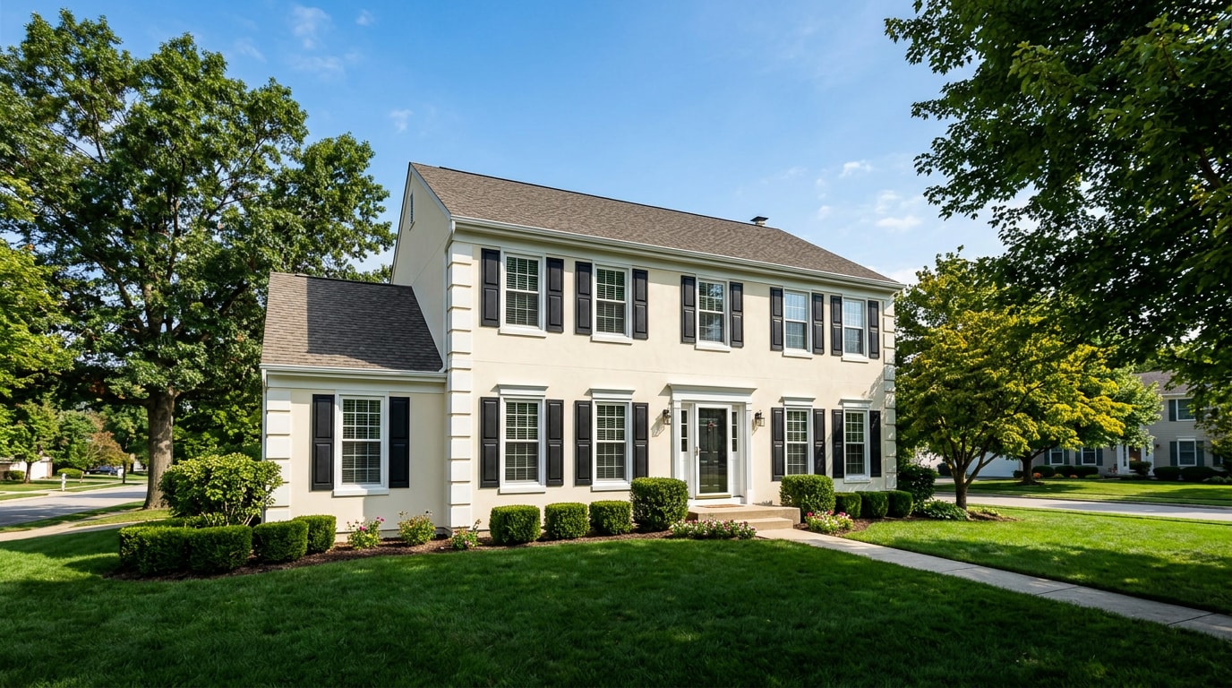 Freshly painted colonial-style home exterior in Purcellville, VA