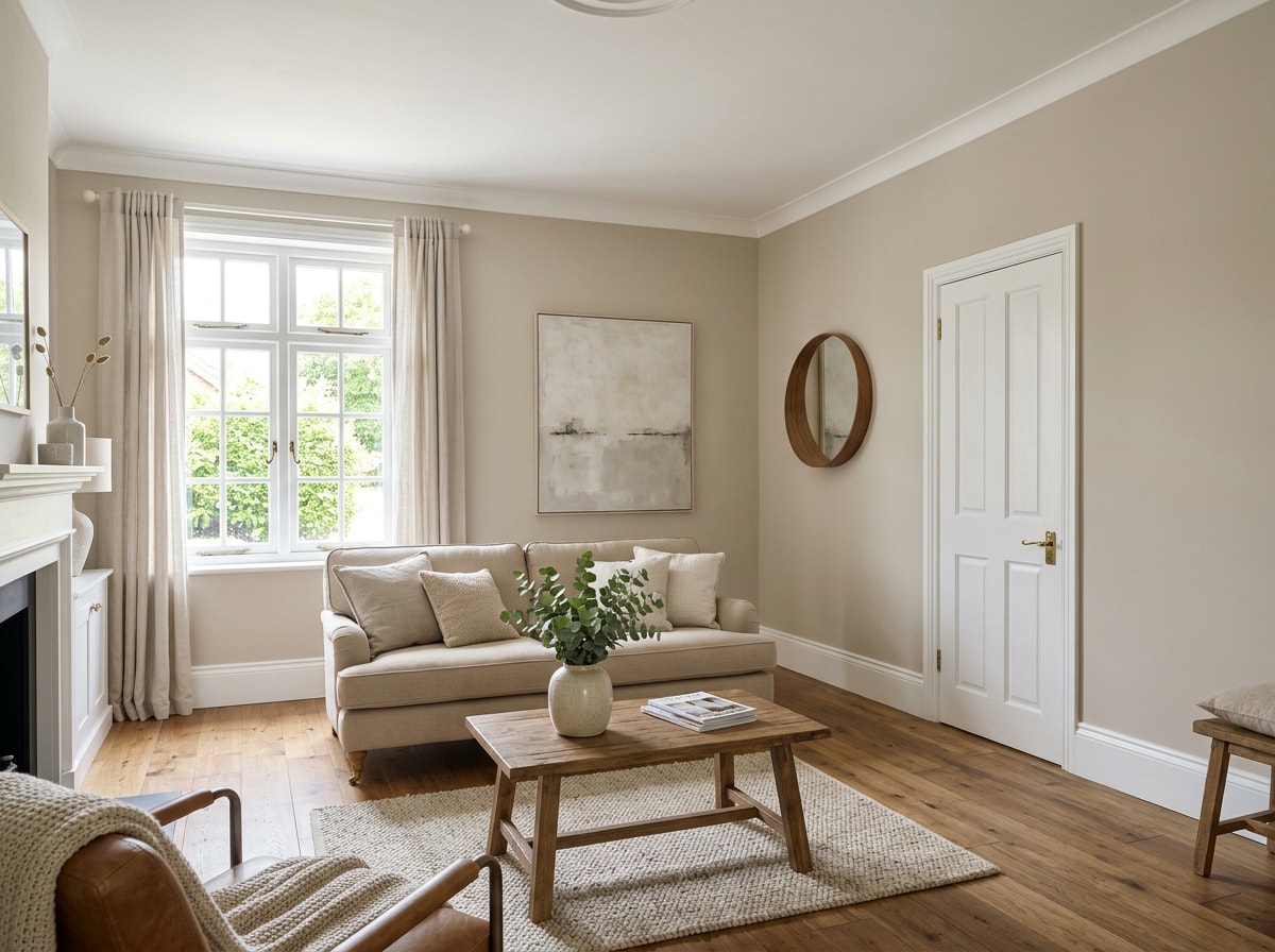 Freshly painted interior living room with clean trim and wall lines
