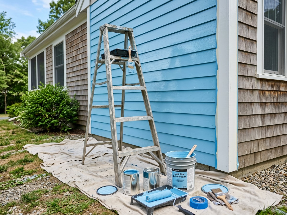 Painting crew applying exterior siding paint to a Strasburg home