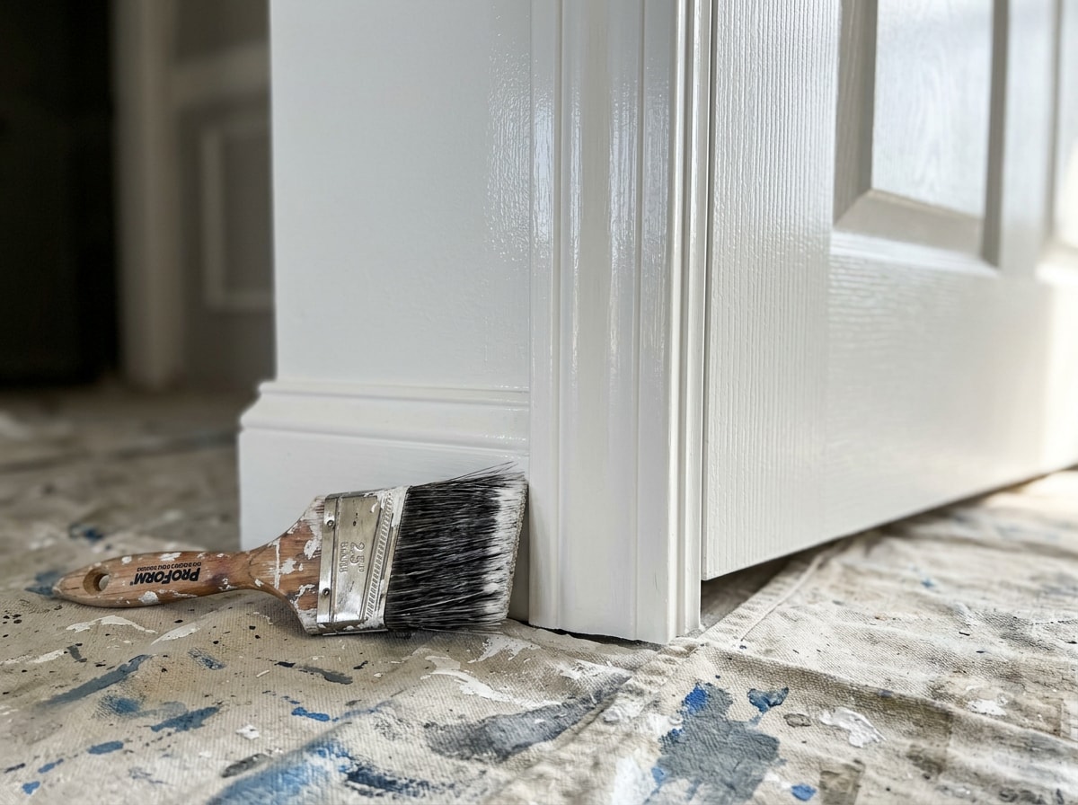 Painter applying a final coat of trim paint along a Purcellville, VA doorway