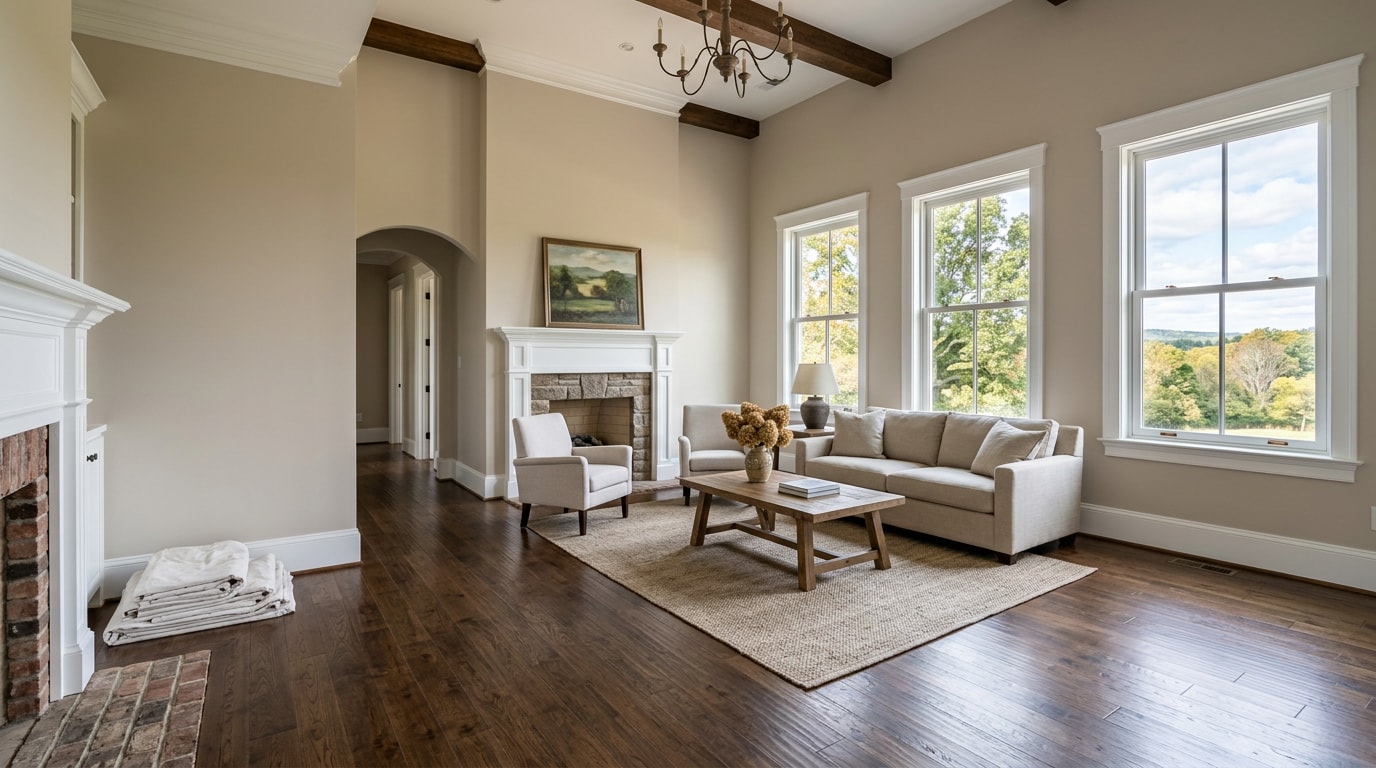 Freshly painted interior living room in a Stephens City, VA home