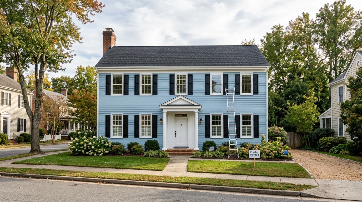 Freshly painted two-story home exterior in Front Royal, VA