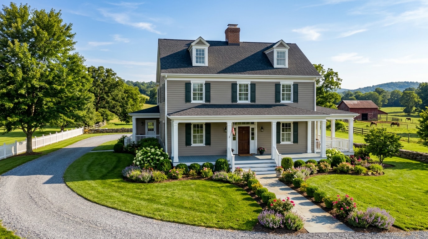 Freshly painted Colonial-style home exterior in Berryville, VA with crisp trim work