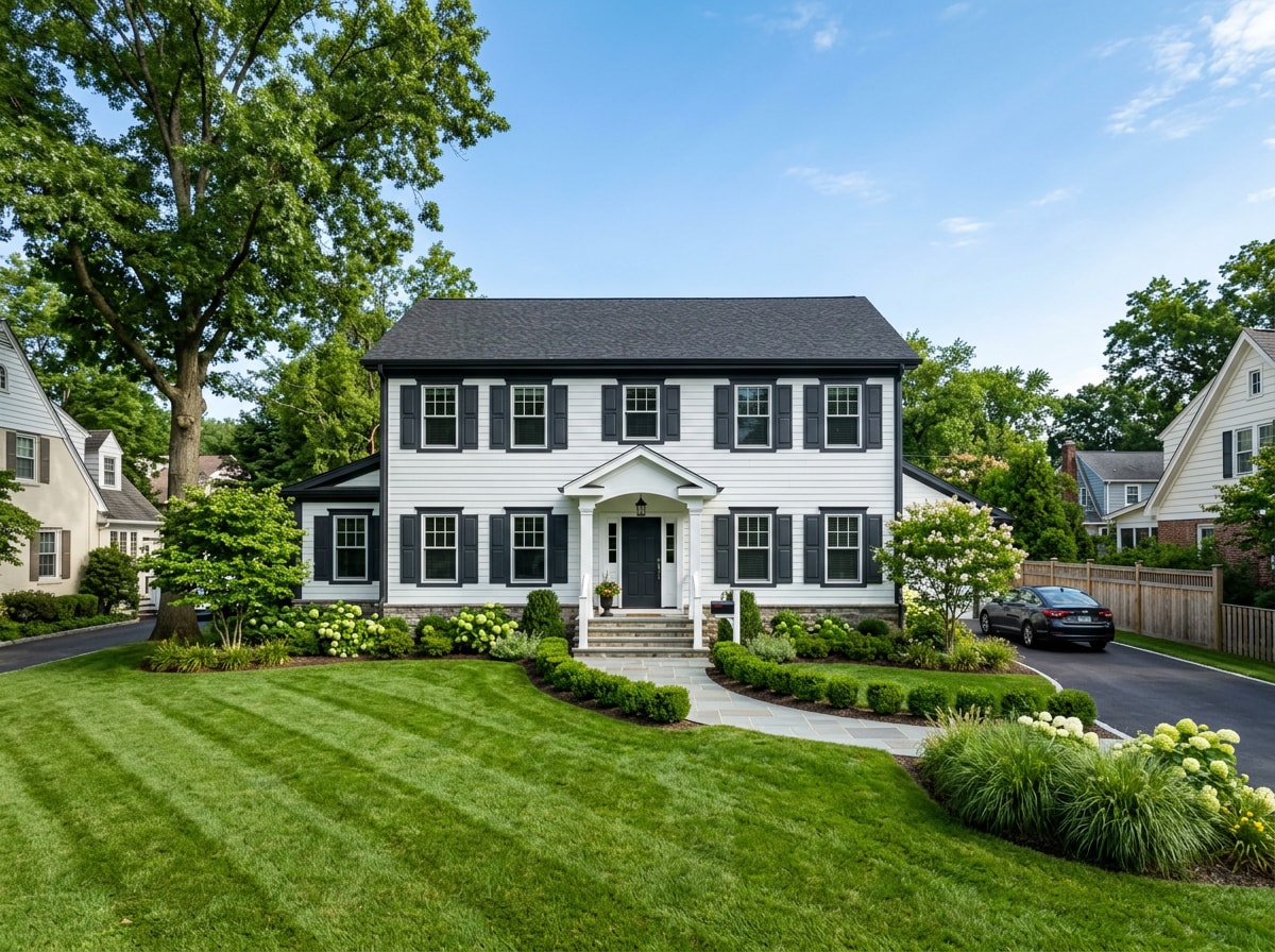 Freshly painted exterior of a Berryville-area home showing siding and trim work
