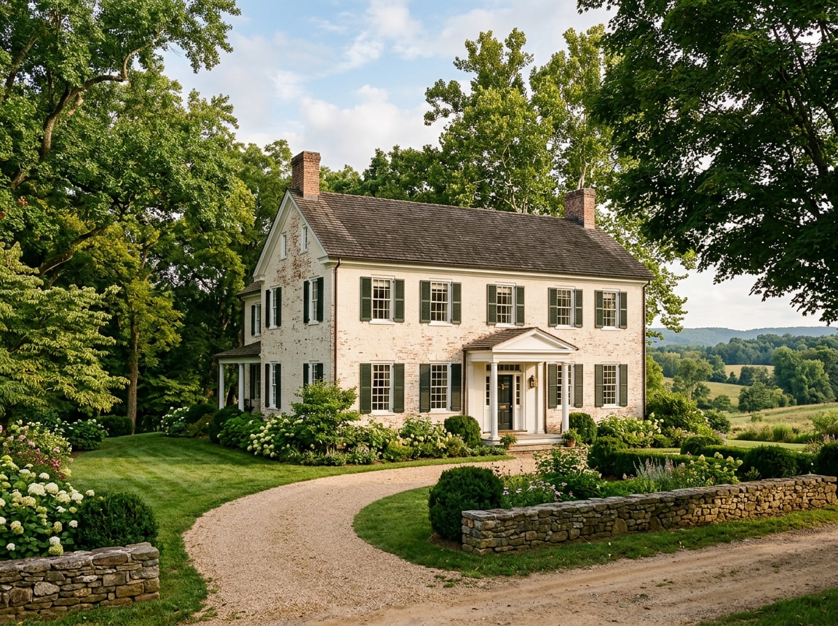 Historic-style Berryville home with painted brick and wood trim exterior