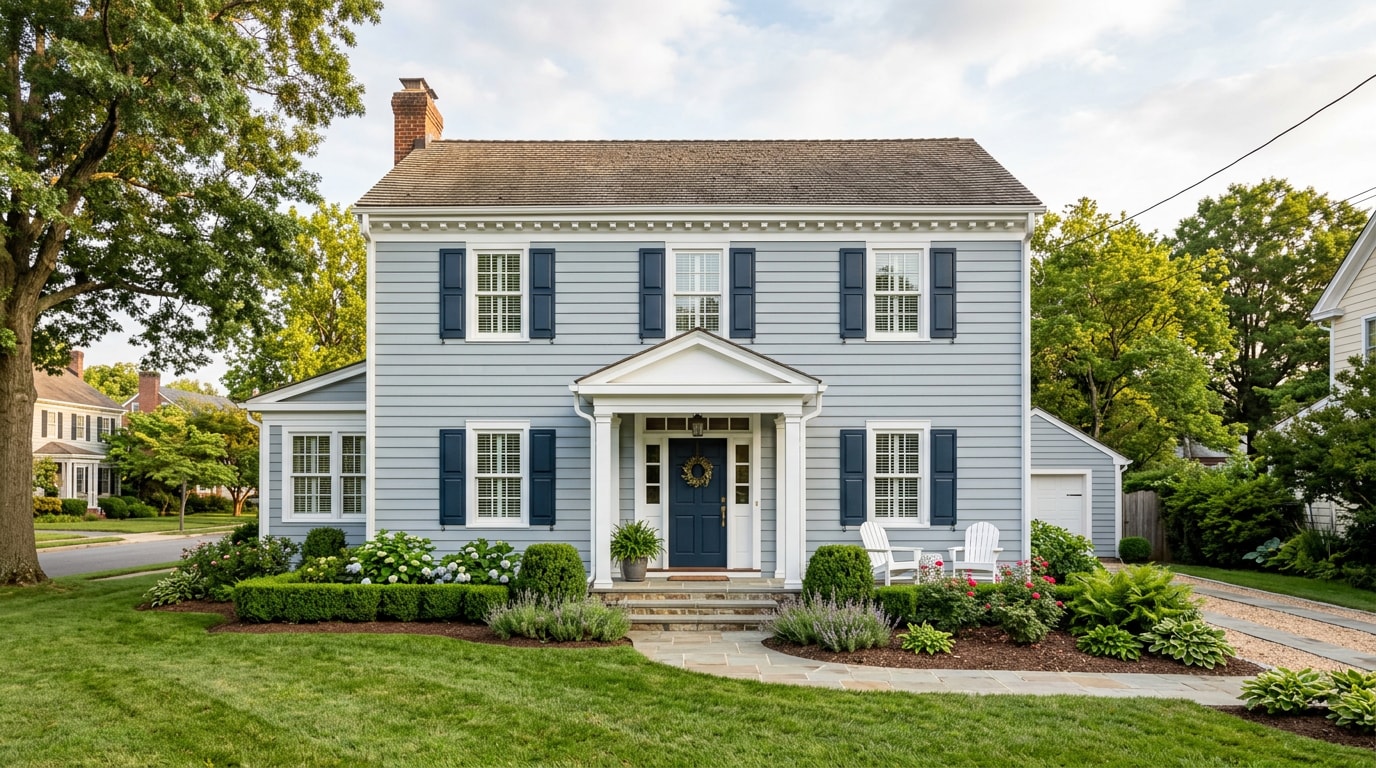 Freshly painted two-story home exterior in Purcellville, VA Freshly painted two-story home exterior in Purcellville, VA