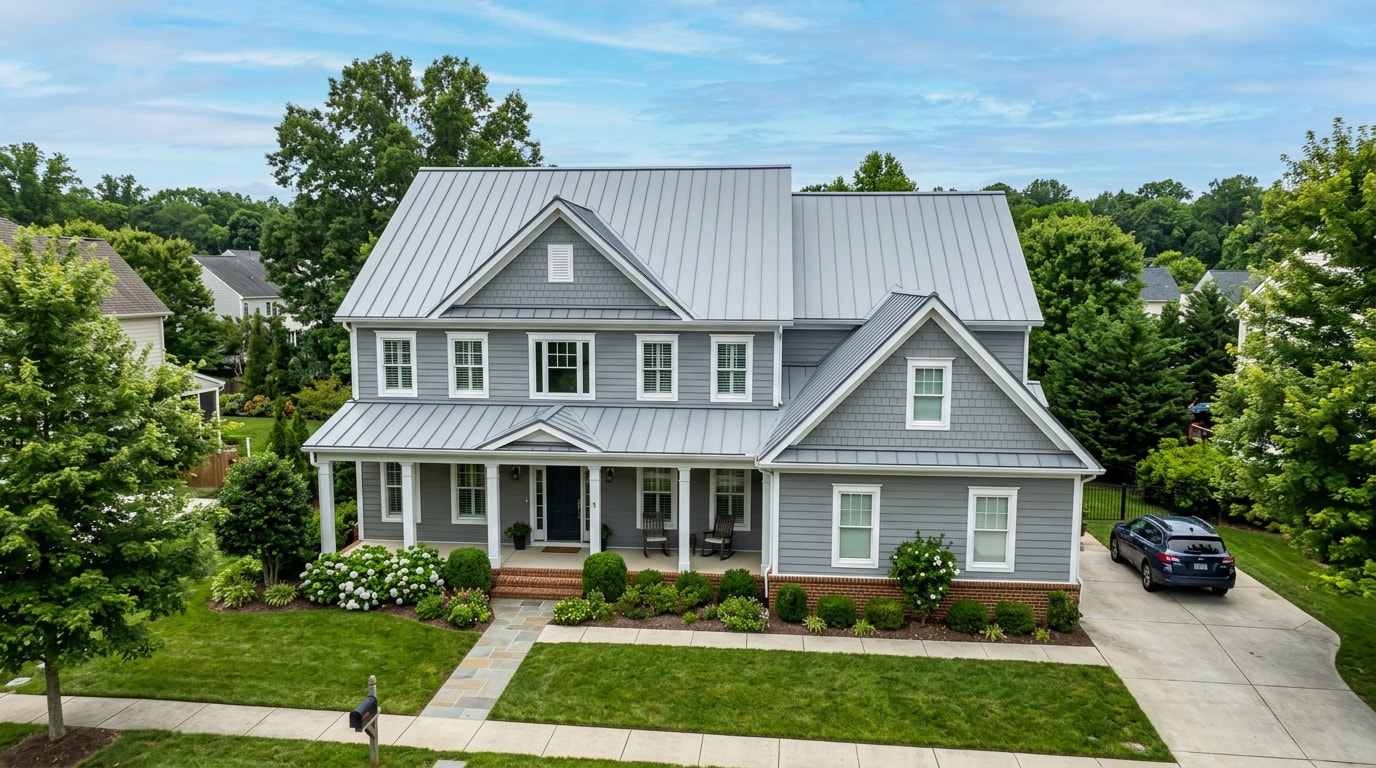 Freshly painted standing-seam metal roof on a home in Stephens City, VA