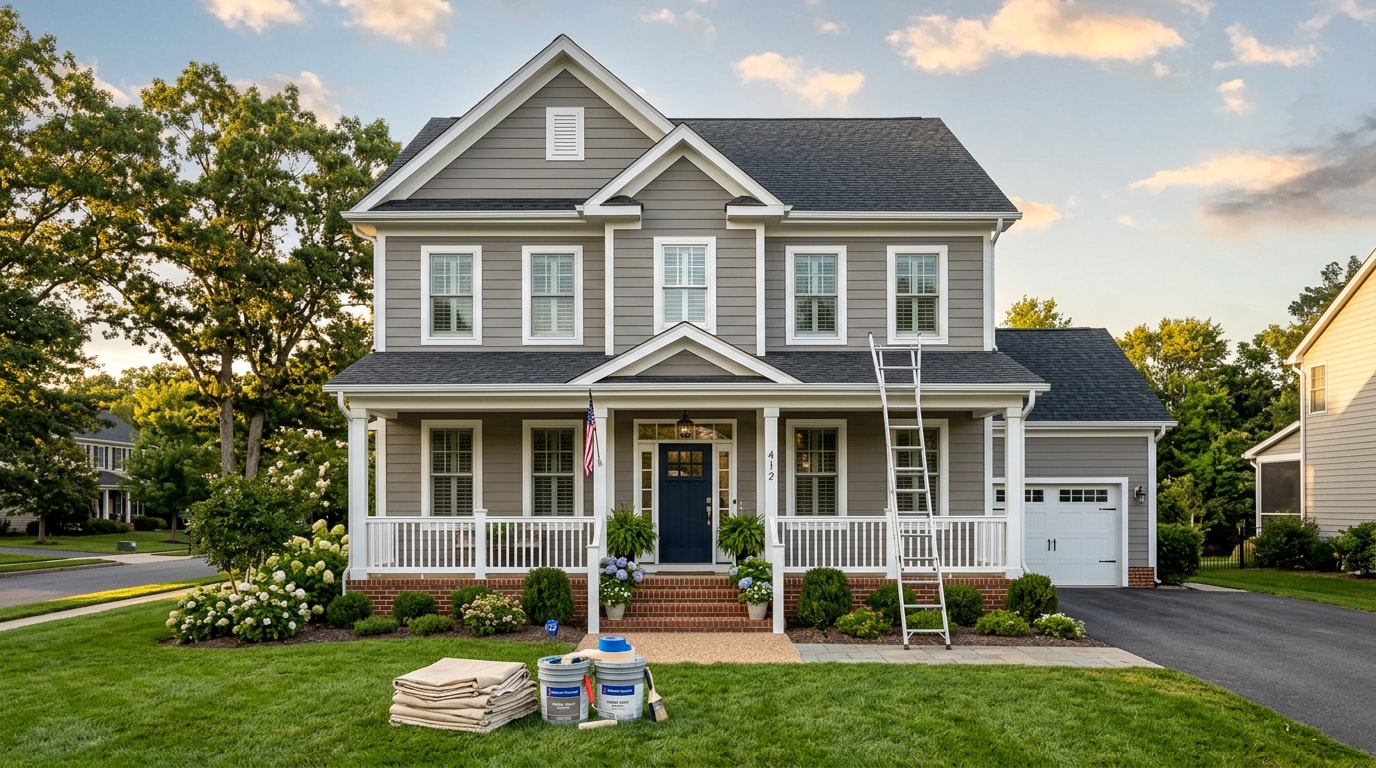 Freshly painted exterior of a home in Stephens City, VA with clean siding and trim